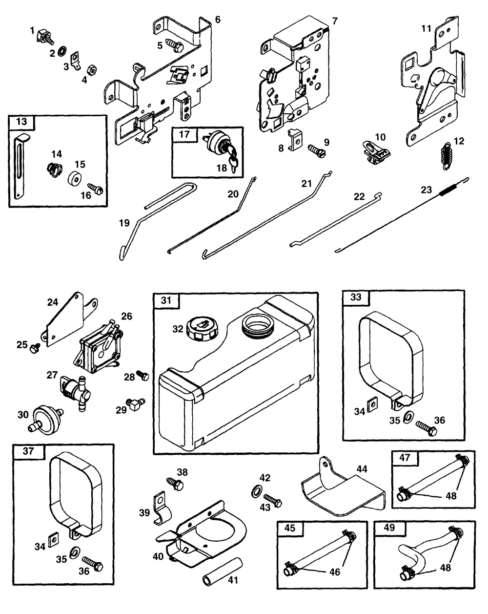 Fuel Tank And Control Plate (Models 933r And 933e) Diagram and Parts List for 933E 12AE751100-Cut Cub Cadet Lawn Mower